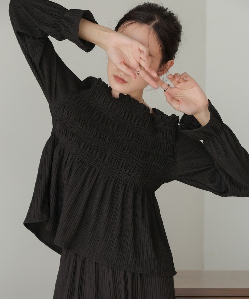 Bab(バブ)の「スクエアネックトップス+リラックスパンツセットアップ(セットアップ・レディース・ベージュ/アイボリー/ブラック・M)」の22枚目の写真