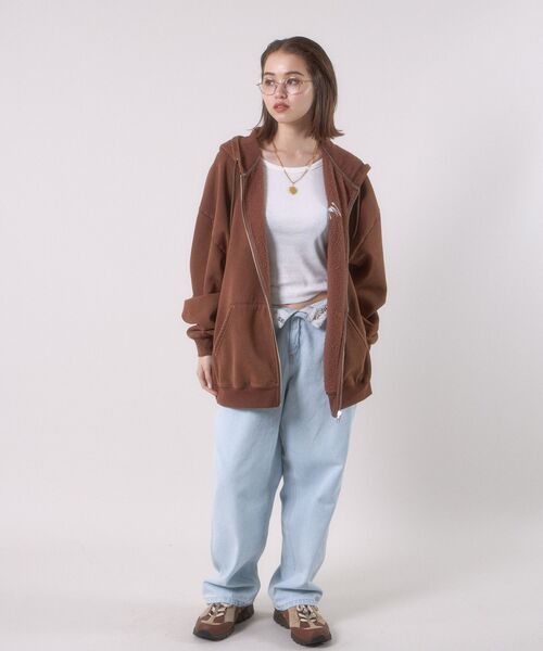 SEQUENZ（シークエンズ）の「＊新色追加【SEQUENZ（シークエンズ）】WORK AGING ZIP P/K / 古着風 シンプル ロゴ ワンポイント フルジップ パーカー（パーカー・メンズ・ブラック/モカ/ピンク系その他2・MEDIUM/LARGE/X-LARGE）」の22枚目の写真