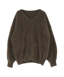カシミヤブレンドVネックボリュームスリーブニット