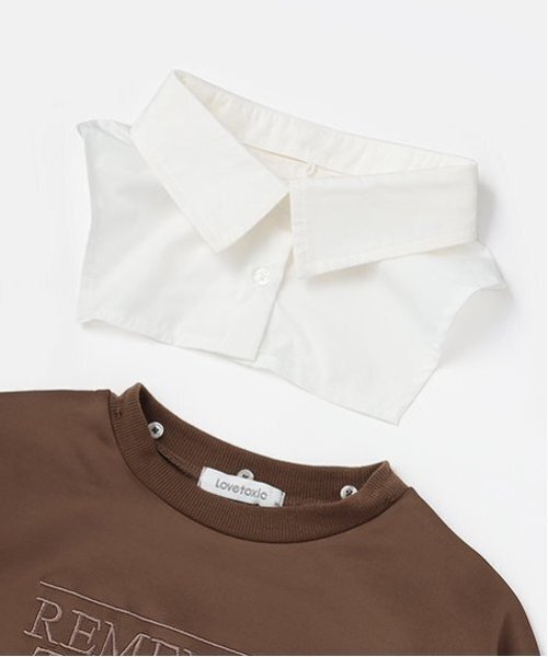 LOVETOXIC（ラブトキシック）の「衿つきダンボールプルオーバー（スウェット・キッズ・モカ/アイボリー/トップグレー/ブラック・S/M/L）」の13枚目の写真