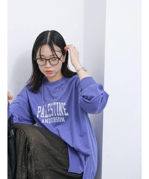 Samansa Mos2 blue（サマンサモスモスブルー）の「ミニ裏毛ロゴプリントプルオーバー（Tシャツ/カットソー・レディース・キナリ/パープル/チャコールグレー・F）」の3枚目の写真