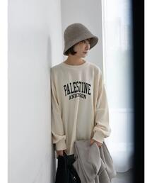 Samansa Mos2 blue | ミニ裏毛ロゴプリントプルオーバー(Tシャツ/カットソー)