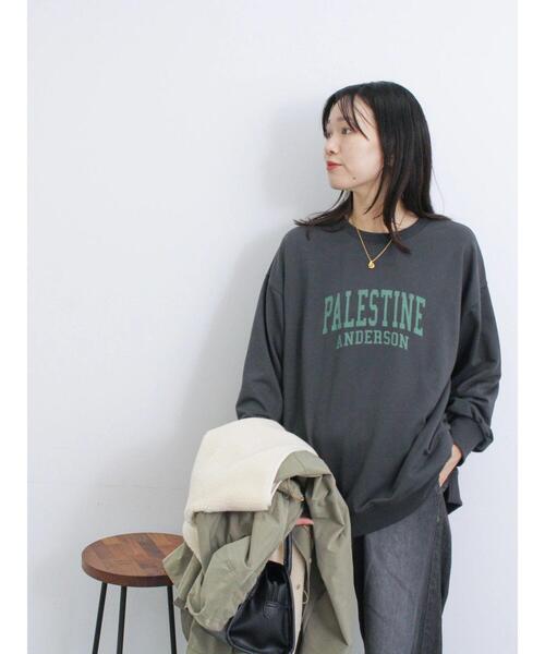 Samansa Mos2 blue（サマンサモスモスブルー）の「ミニ裏毛ロゴプリントプルオーバー（Tシャツ/カットソー・レディース・キナリ/パープル/チャコールグレー・F）」の6枚目の写真