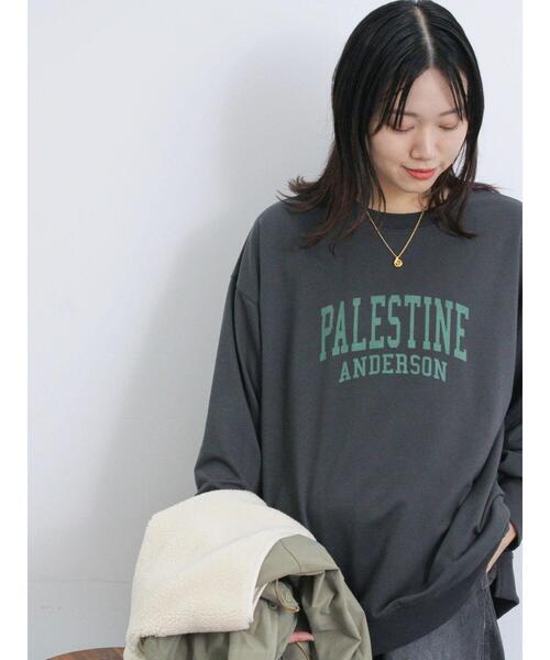 Samansa Mos2 blue（サマンサモスモスブルー）の「ミニ裏毛ロゴプリントプルオーバー（Tシャツ/カットソー・レディース・キナリ/パープル/チャコールグレー・F）」の7枚目の写真