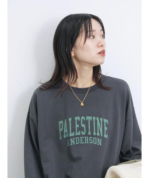 Samansa Mos2 blue（サマンサモスモスブルー）の「ミニ裏毛ロゴプリントプルオーバー（Tシャツ/カットソー・レディース・キナリ/パープル/チャコールグレー・F）」の8枚目の写真