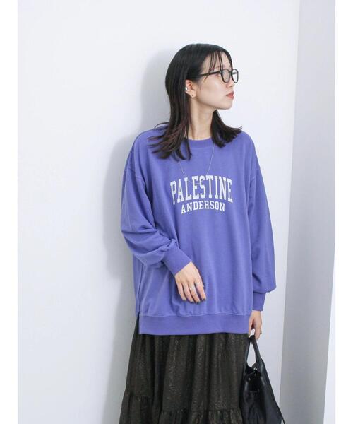 Samansa Mos2 blue（サマンサモスモスブルー）の「ミニ裏毛ロゴプリントプルオーバー（Tシャツ/カットソー・レディース・キナリ/パープル/チャコールグレー・F）」の15枚目の写真