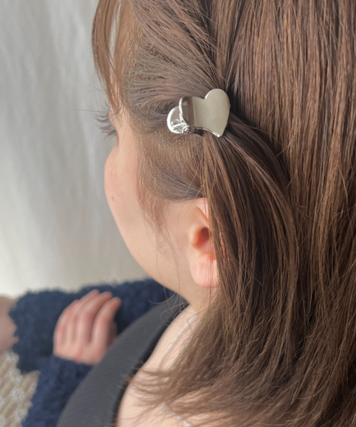 セール】メタル変形ハートミニヘアクリップ（2個セット）（バレッタ