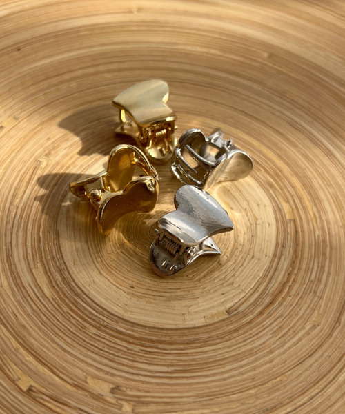 セール】メタル変形ハートミニヘアクリップ（2個セット）（バレッタ