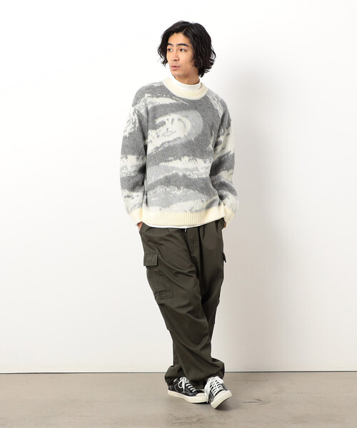 Purple&Yellow（パープルアンドイエロー）の「マーブル柄ジャカードプルオーバー（ニット/セーター・メンズ・ライトグレー/ブルー・SMALL/MEDIUM/LARGE）」の3枚目の写真