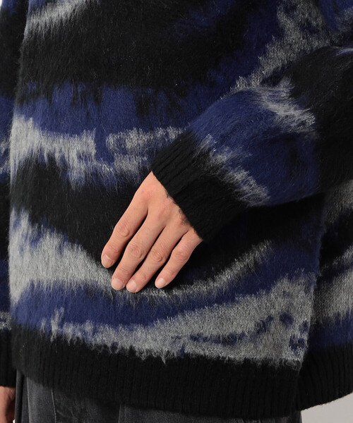 Purple&Yellow（パープルアンドイエロー）の「マーブル柄ジャカードプルオーバー（ニット/セーター・メンズ・ライトグレー/ブルー・SMALL/MEDIUM/LARGE）」の16枚目の写真