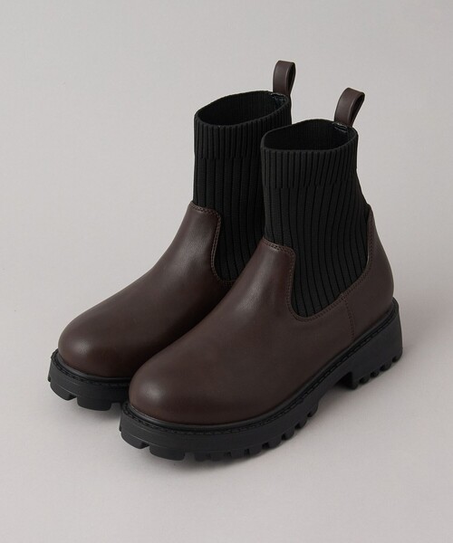 coen（コーエン）の「防滑リブニットブーツ（WEB限定サイズ）（ブーツ・レディース・ブラウン/ブラック・22.5cm/23.5cm/24.5cm）」の2枚目の写真