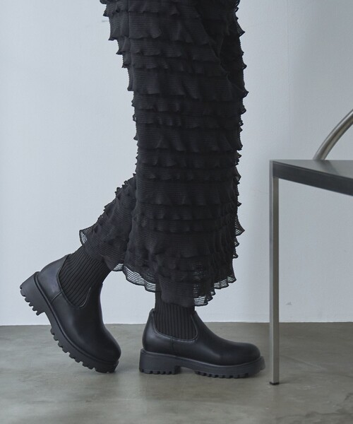 coen（コーエン）の「防滑リブニットブーツ（WEB限定サイズ）（ブーツ・レディース・ブラウン/ブラック・22.5cm/23.5cm/24.5cm）」の3枚目の写真