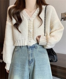 FREE STYLISTS（フリー スタイリスト）の「ショート丈Vネックニットカーディガン（ニット/セーター）」