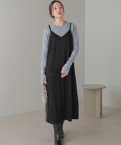 Bab(バブ)の「ワッシャーデザインキャミワンピース(ワンピース・レディース・ブラック/アイボリー/カーキ・M)」の22枚目の写真