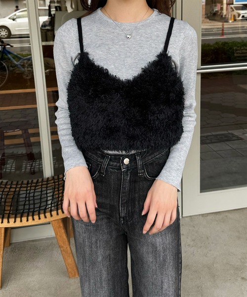 LE MORE（リモア）の「ファーニットビスチェ（ベスト・レディース・アイボリー/ブラック/グレー・FREE）」の4枚目の写真