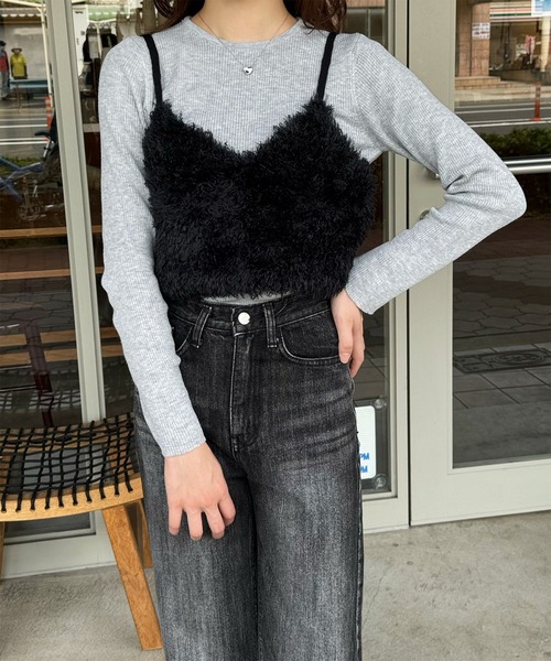 LE MORE（リモア）の「ファーニットビスチェ（ベスト・レディース・アイボリー/ブラック/グレー・FREE）」の5枚目の写真