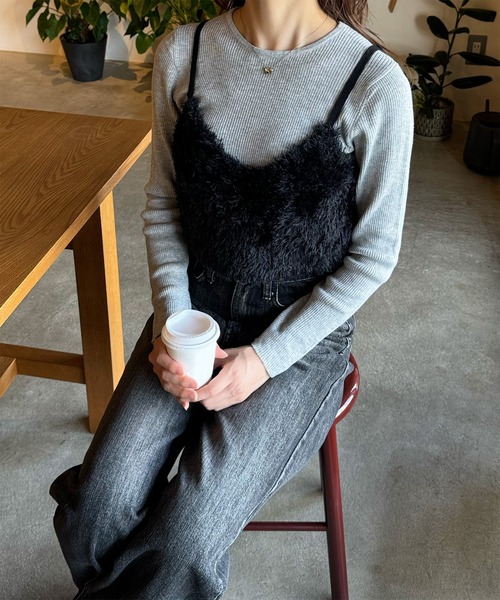 LE MORE（リモア）の「ファーニットビスチェ（ベスト・レディース・アイボリー/ブラック/グレー・FREE）」の7枚目の写真