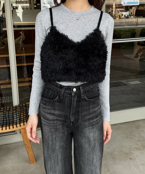 LE MORE（リモア）の「ファーニットビスチェ（ベスト・レディース・アイボリー/ブラック/グレー・FREE）」の9枚目の写真