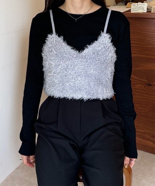 LE MORE（リモア）の「ファーニットビスチェ（ベスト・レディース・アイボリー/ブラック/グレー・FREE）」の15枚目の写真