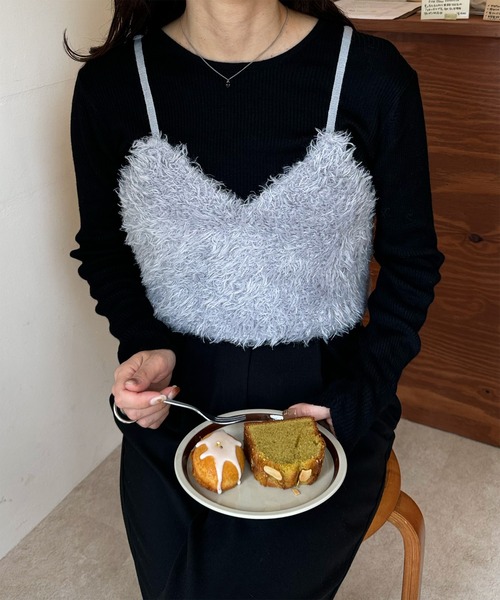 LE MORE（リモア）の「ファーニットビスチェ（ベスト・レディース・アイボリー/ブラック/グレー・FREE）」の16枚目の写真