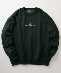 【0】【BEVERLY HILLS POLO CLUB/ビバリーヒルズポロクラブ】ブランドロゴ ワンポイント刺繍 &ブランドネーム刺繍 クルーネックスウェット/ワイドシルエット/裏起毛