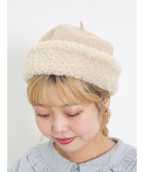 Samansa Mos2（サマンサ モスモス）の「ボアフェルトロールワッチ（ハット・レディース・モカ/ベージュ・F）」の2枚目の写真