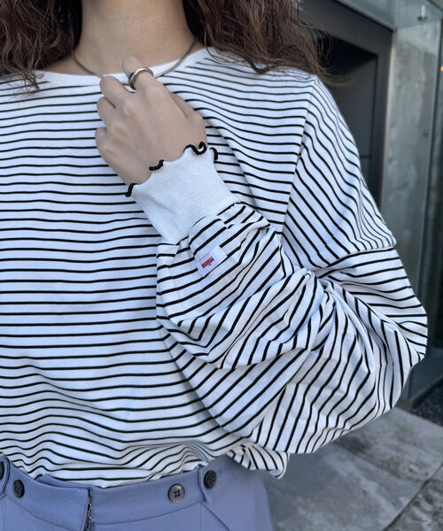 mline（エムライン）の「[mline]ビッグボーダーメロウT（Tシャツ/カットソー・レディース・イエロー/ブルー/オフホワイト・FREE）」の9枚目の写真