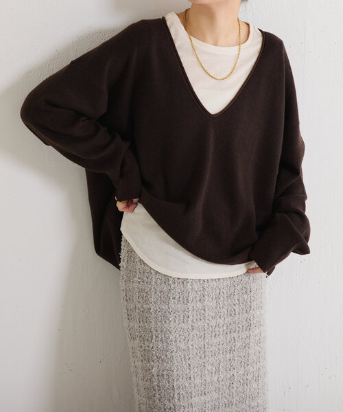 COLLAGE GALLARDAGALANTE（コラージュガリャルダガランテ）の「キャシーワッフルプルオーバー（Tシャツ/カットソー・レディース・アイボリー/ネイビー/オレンジ・FREE）」の4枚目の写真