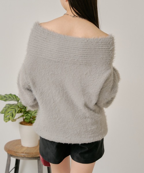 RAY CASSIN（レイカズン）の「シャギーオフショルニット（ニット/セーター・レディース・アイボリー/ブラック系その他2/グレー/レッド・FREE）」の18枚目の写真