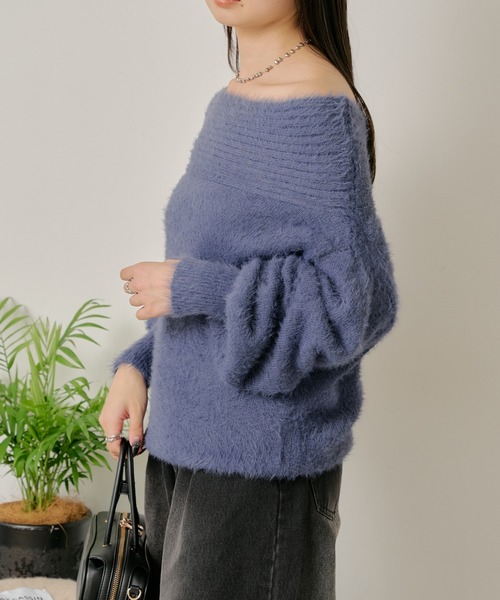 RAY CASSIN（レイカズン）の「シャギーオフショルニット（ニット/セーター・レディース・アイボリー/ブラック系その他2/グレー/レッド・FREE）」の22枚目の写真