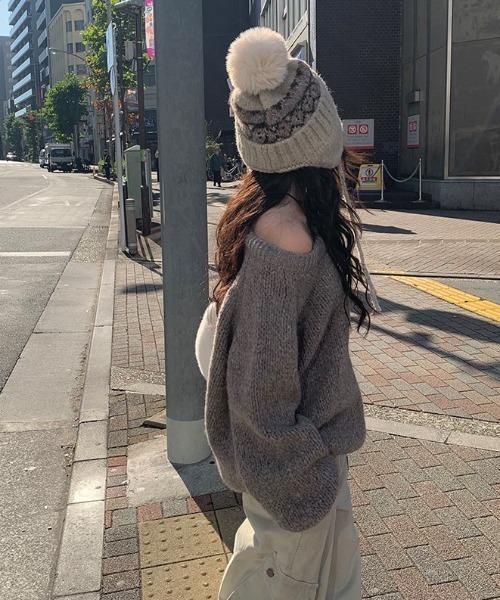 ウール混ラグランVネックロングルーズニット（ニット/セーター）｜anyonemore（エニワンモア）