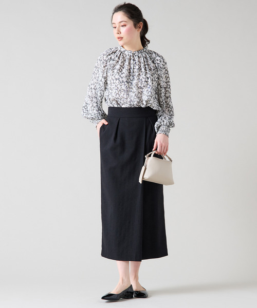 Tiara(ティアラ)の「リボンベルトタックラップスカート(セットアップ可)(スカート・レディース・ブラック/チェック/ベージュ・3/2)」の7枚目の写真