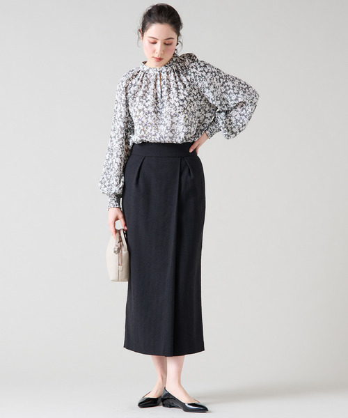 Tiara(ティアラ)の「リボンベルトタックラップスカート(セットアップ可)(スカート・レディース・ブラック/チェック/ベージュ・3/2)」の8枚目の写真