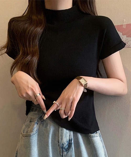 aimoha(アイモハ)の「ボトルネックフィットTシャツ (SS)(Tシャツ/カットソー・レディース・ベージュ/ホワイト/グレー/ブラック/ライトベージュ・FREE)」の11枚目の写真
