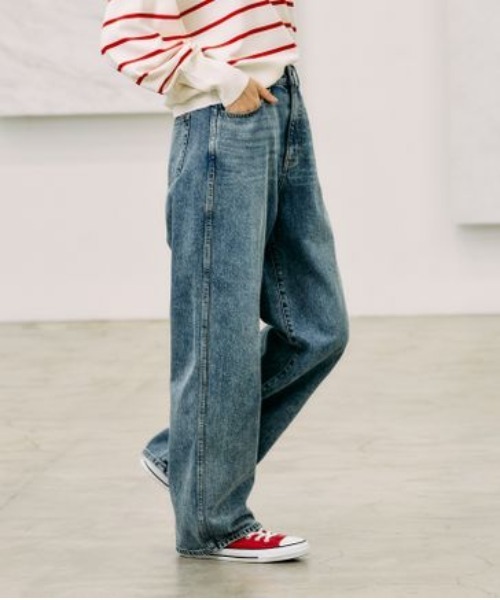 GLOBAL WORK(グローバルワーク)の「GOODデニムバギーパンツTall/209300(デニムパンツ・レディース・ベージュ/ネイビー/ブルー/グレー/ライトブルー・X-LARGE/LARGE/MEDIUM/SMALL)」の7枚目の写真