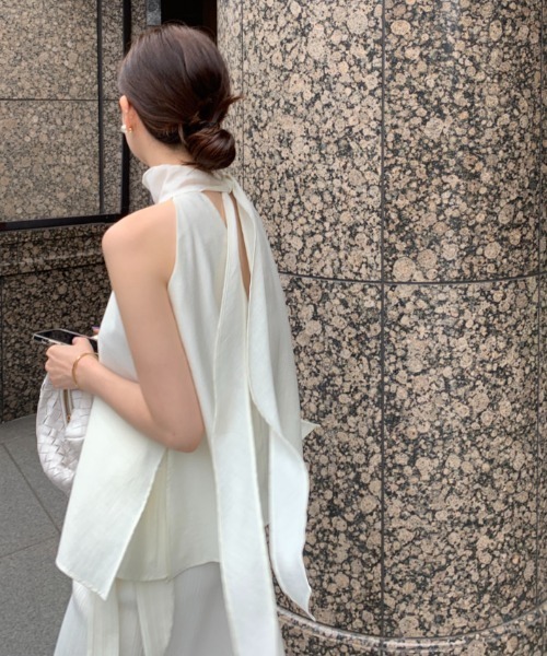 ベルトリボン付きノースリーブブラウス（シャツ/ブラウス）｜Gs（ジーエス）