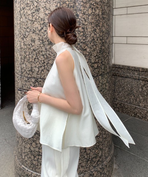 ベルトリボン付きノースリーブブラウス（シャツ/ブラウス）｜Gs（ジーエス）