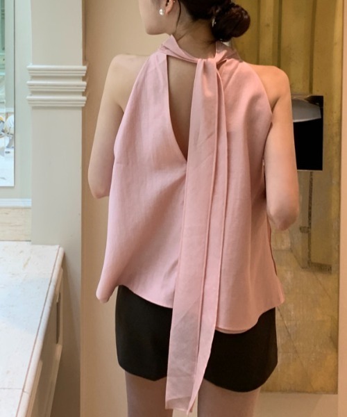 ベルトリボン付きノースリーブブラウス（シャツ/ブラウス）｜Gs（ジーエス）