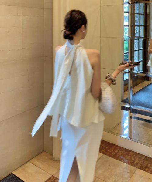 ベルトリボン付きノースリーブブラウス（シャツ/ブラウス）｜Gs（ジーエス）