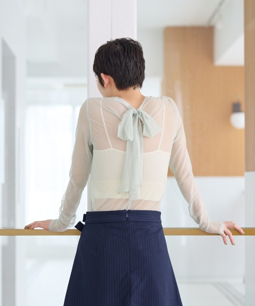 【公式】フジのお歳暮・冬ギフト sheer ribbon tops/シアーリボントップス（Tシャツ/カットソー トップス