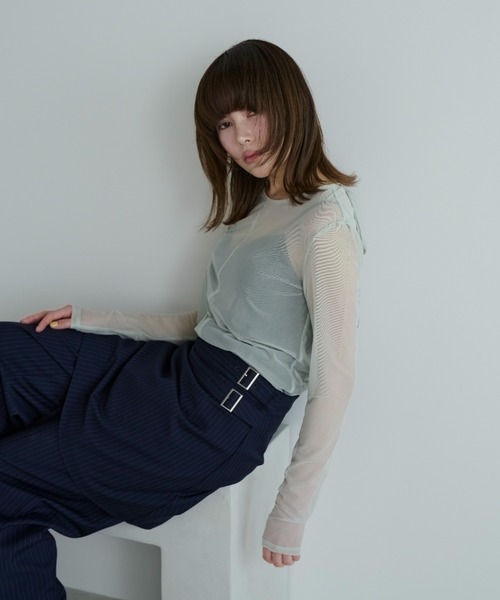RIBBON SHEER CHOKER トップス レディース RIBBON SEE THROUGH TOPS | Candy Stripper（キャンディ