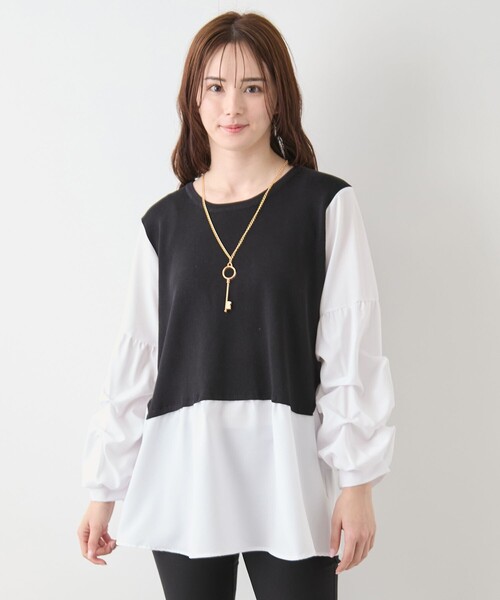 Jayro（ジャイロ）の「異素材切替配色ブラウス（シャツ/ブラウス・レディース・ブラック/ブラック系その他/ホワイト・FREE）」の19枚目の写真