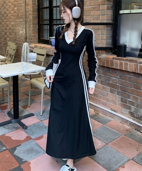 urge:(アージコロン )の「【URGE:】サイドライン 長袖 タイト ワンピース(ワンピース・レディース・ブラック・MEDIUM/LARGE/X-LARGE)」の6枚目の写真