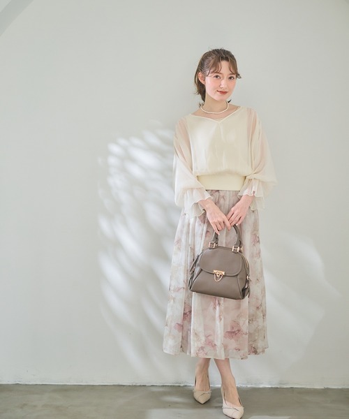 12Twelve Agenda(トゥエルブ アジェンダ)の「ニットインナー付Vネックキャンディスリーブプルオーバー(ニット/セーター・レディース・チャコールグレー/アイボリー/ライトグレー・M)」の14枚目の写真