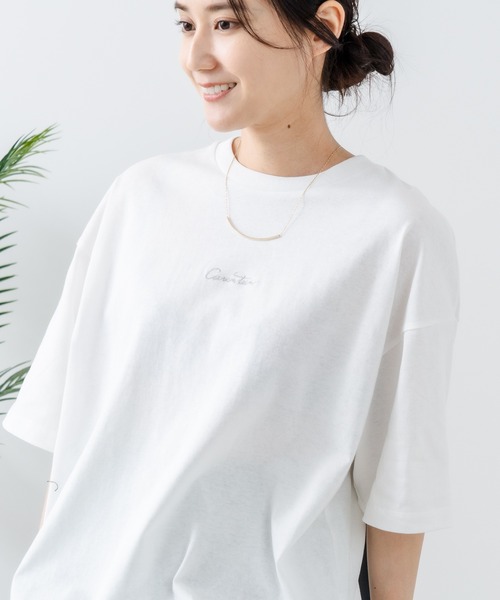 C17(シーセブンティーン)の「【C17/シーセブンティーン】5分袖 刺繍 裾ラウンドTシャツ(Tシャツ/カットソー・レディース・ホワイト/チャコールグレー/ブラック/ライトパープル・MEDIUM/LARGE)」の5枚目の写真
