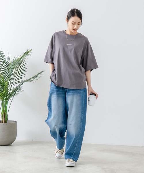 C17(シーセブンティーン)の「【C17/シーセブンティーン】5分袖 刺繍 裾ラウンドTシャツ(Tシャツ/カットソー・レディース・ホワイト/チャコールグレー/ブラック/ライトパープル・MEDIUM/LARGE)」の10枚目の写真