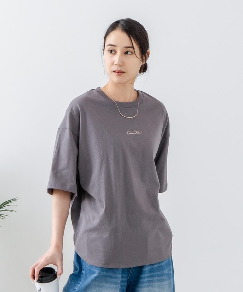 C17(シーセブンティーン)の「【C17/シーセブンティーン】5分袖 刺繍 裾ラウンドTシャツ(Tシャツ/カットソー・レディース・ホワイト/チャコールグレー/ブラック/ライトパープル・MEDIUM/LARGE)」の13枚目の写真