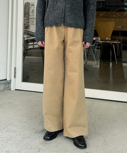 LE MORE（リモア）の「ブラッシュドコットンタックパンツ（チノパンツ・レディース・ベージュ/アイボリー・FREE）」の5枚目の写真