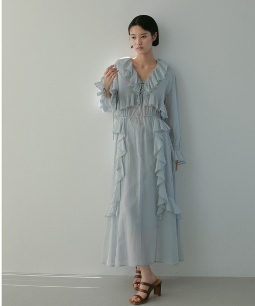 セール】コットンシフォンフリルドレス（ワンピース）｜CASA