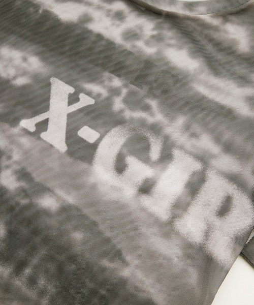 X-girl(エックスガール)の「TYPOGRAPHY AND MARBLE MESH TOP(Tシャツ/カットソー・レディース・ブラック/ブラウン・S/M)」の6枚目の写真